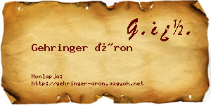 Gehringer Áron névjegykártya